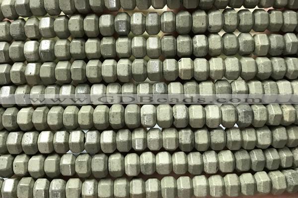 AGAT206 15 inches 4*6mm faceted hexagon oxidized agate beads