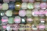 CUBE100 15 inches 2.5mm faceted cube tourmaline gemstone beads