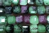 CUBE73 15 inches 3mm faceted cube ruby zoisite gemstone beads