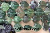 HEAR12 15 inches 20mm heart fluorite gemstone beads