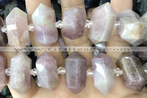 NUGG74 15 inches 12*23mm - 15*30mm faceted nuggets rose quartz gemstone beads