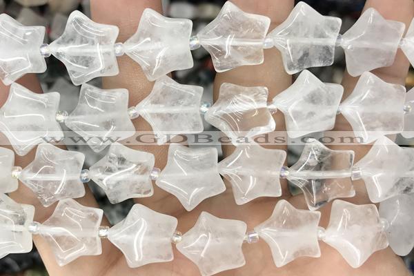 STAR02 15 inches 16mm star white crystal gemstone beads