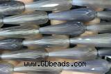 AGAT266 15 inches 12*40mm faceted teardrop grey agate beads