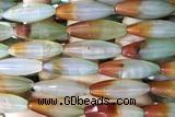AGAT288 15 inches 10*30mm faceted rice rainbow agate beads