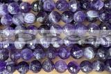 AMET18 15 inches 10mm faceted round natural amethyst beads
