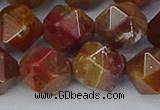 CAA1003 15.5 inches 12mm faceted nuggets red moss agate beads