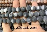CAA1455 15.5 inches 14mm round matte druzy agate beads