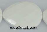 CAA16 15.5 inches 40*50mm faceted flat teardrop white agate beads