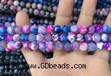 CAA1709 15 inches 8mm faceted round fire crackle agate beads