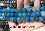 CAA1736 15 inches 10mm faceted round fire crackle agate beads