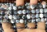 CAA1746 15 inches 12mm faceted round fire crackle agate beads