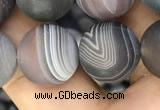CAA2396 15.5 inches 14mm round matte Botswana agate beads wholesale