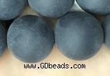 CAA2455 15.5 inches 20mm round matte black agate beads wholesale