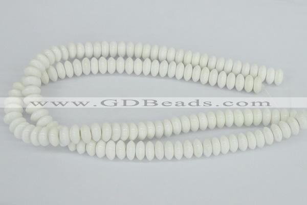CAA30 15.5 inches 6*12mm rondelle white agate gemstone beads