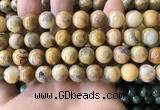 CAA3605 15.5 inches 12mm round yellow crazy lace agate beads