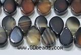 CAA5321 Top drilled 6*8mm flat teardrop line agate beads