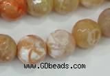 CAA727 15.5 inches 14mm faceted round fire crackle agate beads