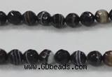 CAB347 15.5 inches 8mm faceted round black agate gemstone beads