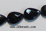CAB813 15.5 inches 13*18mm faceted & flat teardrop black agate beads