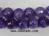 CAG1537 15.5 inches 12mm faceted round fire crackle agate beads