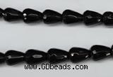 CAG4000 15.5 inches 8*10mm faceted teardrop black agate beads