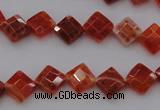 CAG4261 15.5 inches 8*8mm faceted diamond natural fire agate beads