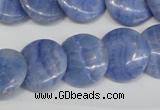 CAG4393 15.5 inches 18mm flat round dyed blue lace agate beads