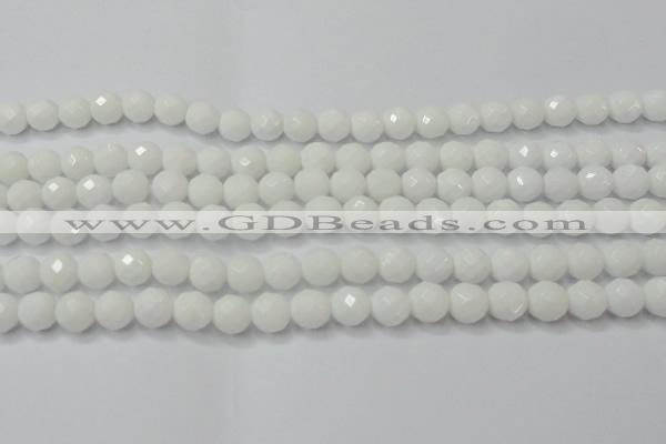 CAG6101 15.5 inches 6mm faceted round white agate gemstone beads