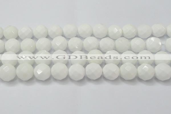 CAG6105 15.5 inches 14mm faceted round white agate gemstone beads