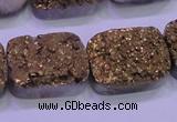 CAG8253 Top drilled 18*25mm rectangle glod plated druzy agate beads