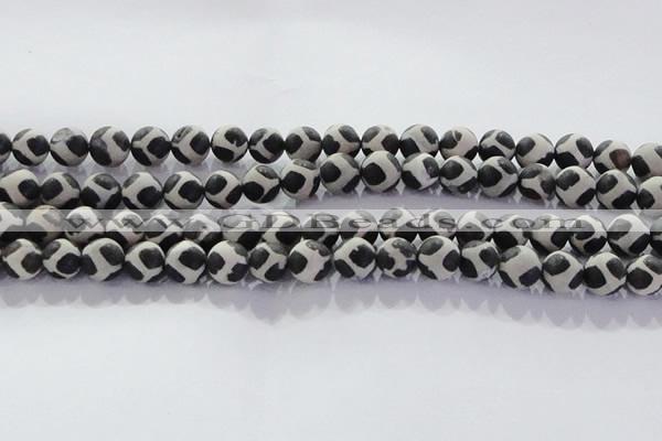 CAG8697 15.5 inches 10mm round matte tibetan agate gemstone beads