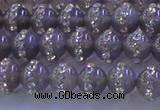 CAG8785 15.5 inches 6mm round agate with rhinestone beads