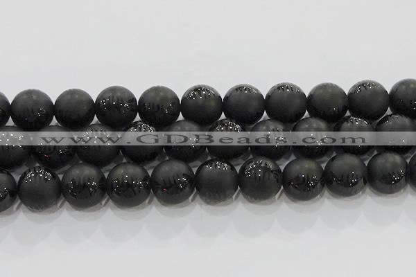 CAG8922 15.5 inches 12mm round matte black agate beads wholesale