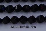 CAG9351 15.5 inches 6mm faceted nuggets black agate beads