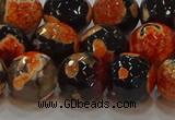 CAG9459 15.5 inches 12mm faceted round fire crackle agate beads