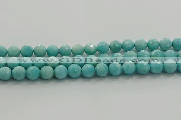CAM1524 15.5 inches 12mm faceted round natural peru amazonite beads