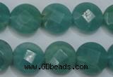 CAM942 15.5 inches 14mm faceted coin amazonite gemstone beads