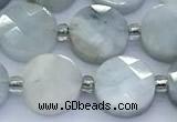 CAQ966 15 inches 10mm faceted coin aquamarine beads