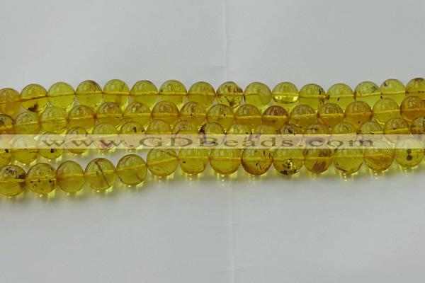 CAR524 15.5 inches 9mm - 10mm round natural amber beads wholesale