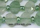 CBQ756 15.5 inches 6*8mm faceted oval green strawberry quartz beads