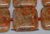 CCA494 15.5 inches 25mm square orange calcite gemstone beads