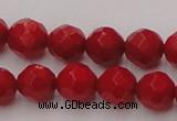 CCB122 15.5 inches 6mm faceted round red coral beads wholesale