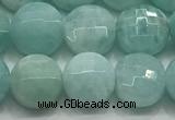 CCB721 15.5 inches 8mm faceted coin amazonite gemstone beads