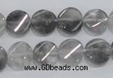 CCQ127 15.5 inches 12mm twisted coin cloudy quartz beads wholesale