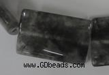 CCQ442 15.5 inches 25*35mm flat tube cloudy quartz beads wholesale