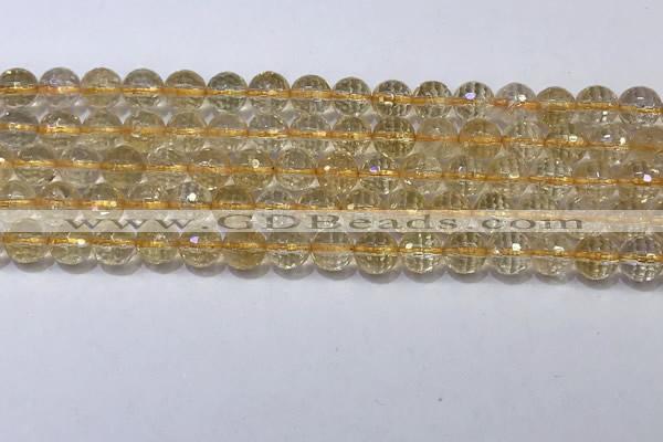 CCR338 15.5 inches 6mmm faceted round citrine gemstone beads