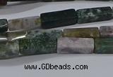 CCU713 15.5 inches 4*13mm cuboid moss agate beads wholesale