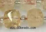 CCU775 15 inches 10*10mm faceted cube citrine beads