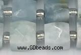 CCU780 15 inches 10*10mm faceted cube aquamarine beads