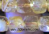CCU817 15 inches 6mm faceted cube citrine beads